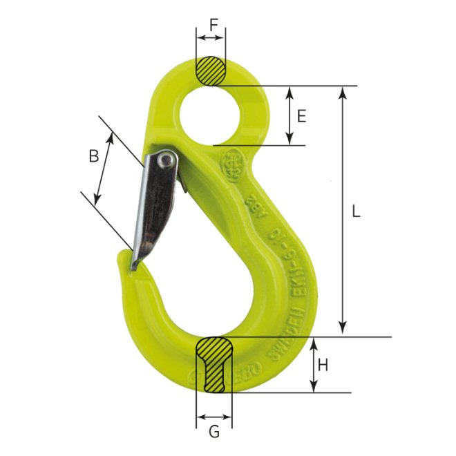 Safety hook with latch EKN 6-10 Grade 10