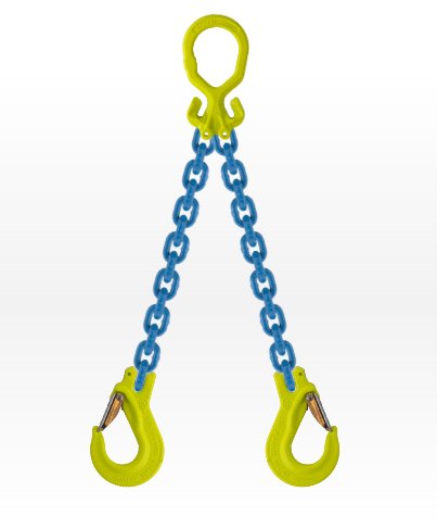 2-brin chaîne de levage avec crochets de sécurité diam. 10mm, 5600/4000 kg